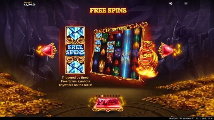 Freespins in Dragon's Fire Megaways game