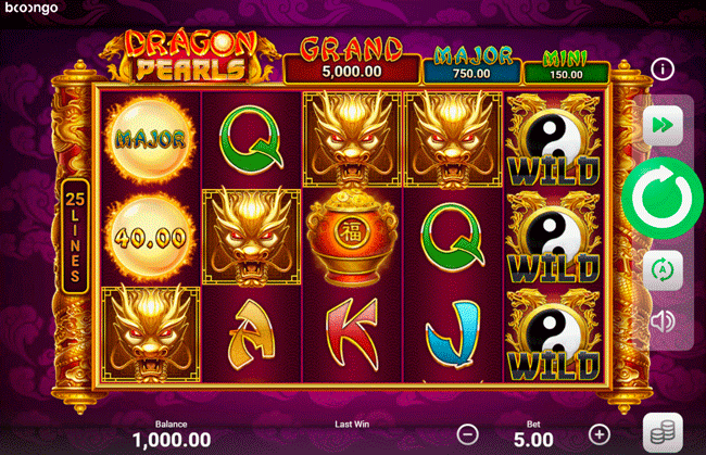 Winning in Dragon Pearls machine